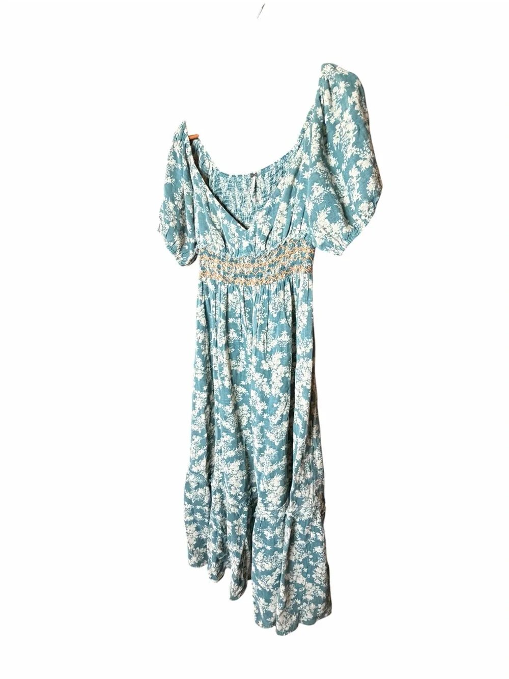 Free People Ellie Boho Cottagecore Floral Mini Dress Seafoam Green/blue size-S
